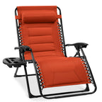 Oversized Padded Zero Gravity Chair, Folding Recliner w/ Headrest, Side Tray