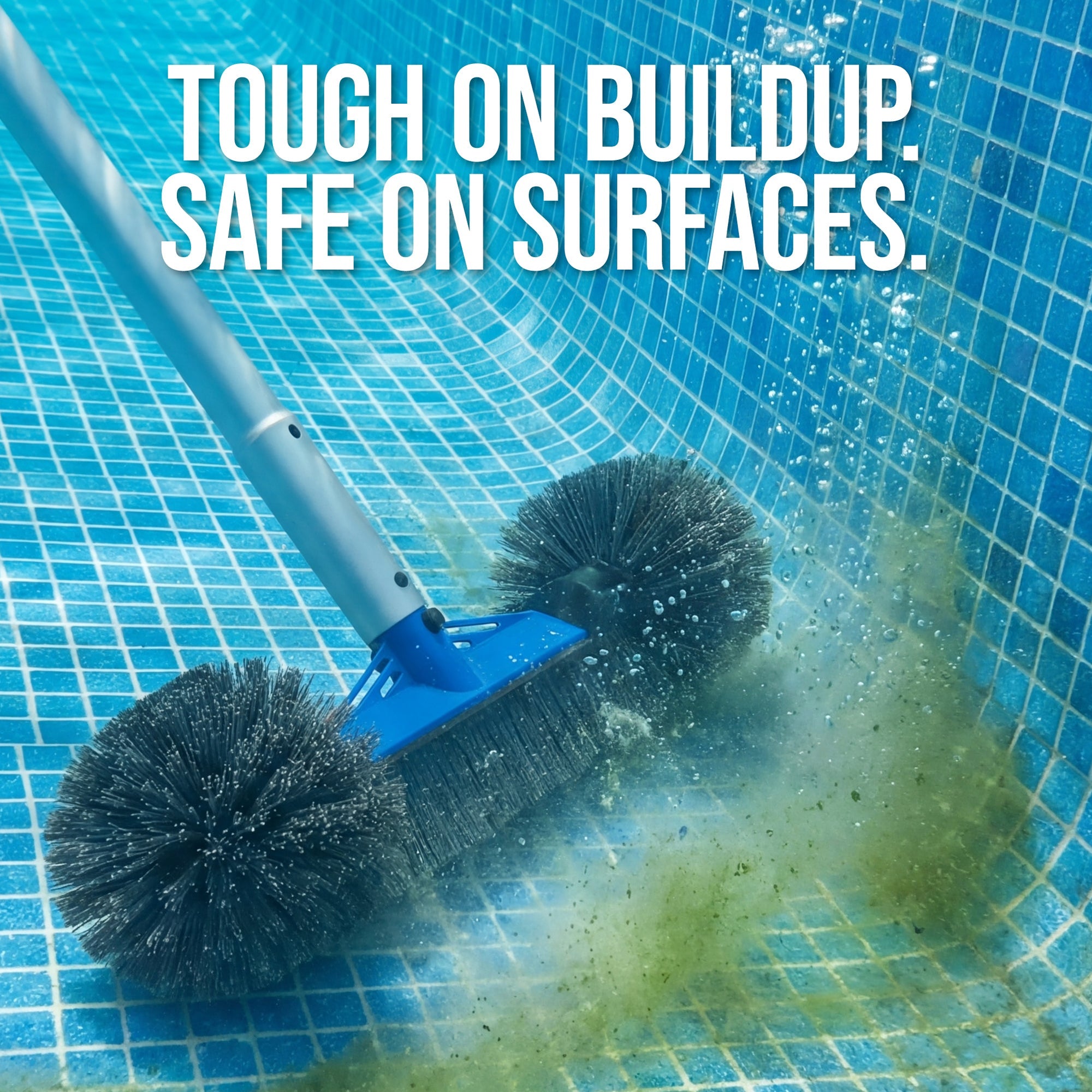 20" Pool Brush with 9 ft Aluminum Pole  Pool Wall & Floor Cleaning Set
