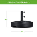 Plastic Patio Umbrella Base Pole Holder Accessory w/ 2 Adjustable Knobs