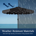 9ft Patio Market Umbrella, Scallop Trim, UV-Fade-Resistant, Crank & Tilt