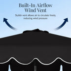 9ft Patio Market Umbrella, Scallop Trim, UV-Fade-Resistant, Crank & Tilt
