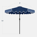 9ft Patio Market Umbrella, Scallop Trim, UV-Fade-Resistant, Crank & Tilt