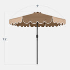 9ft Patio Market Umbrella, Scallop Trim, UV-Fade-Resistant, Crank & Tilt