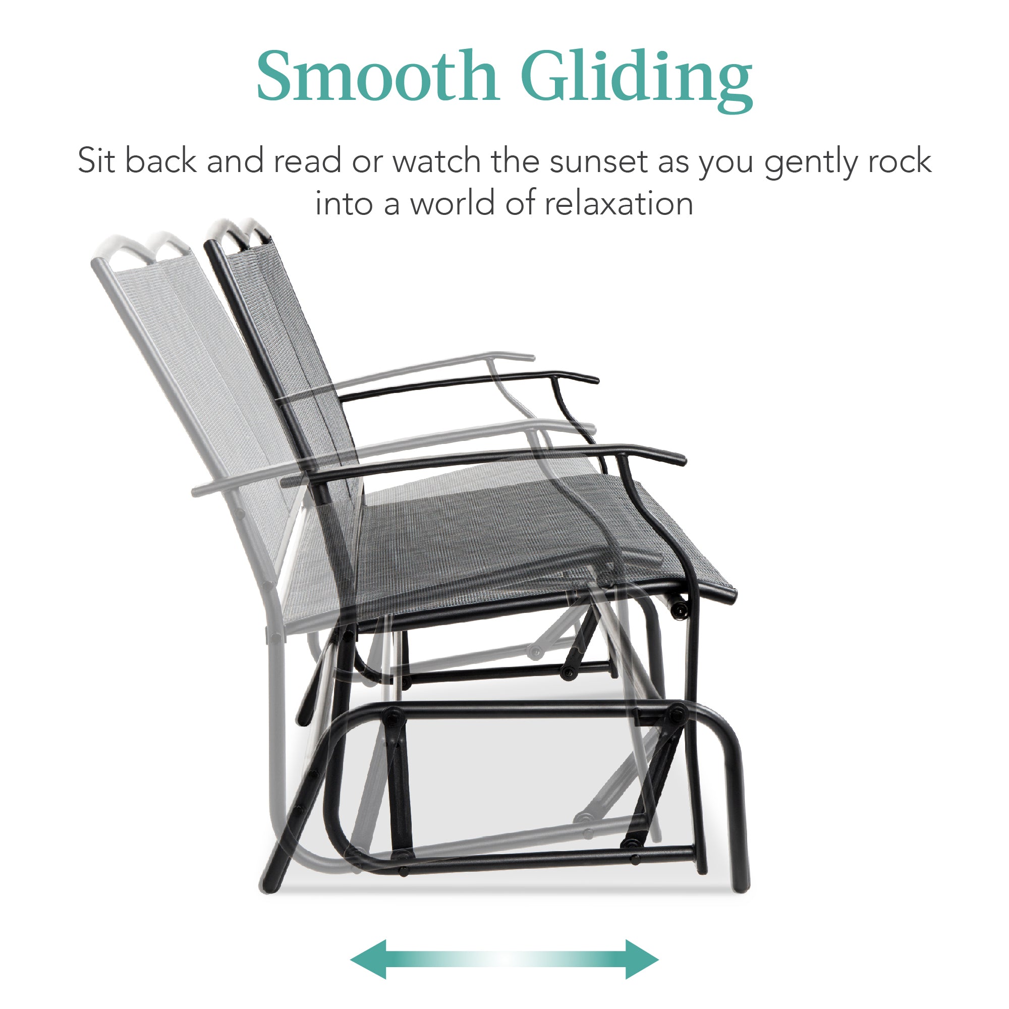 2-Person Patio Loveseat Swing Glider, Bench Rocker w/ Armrests