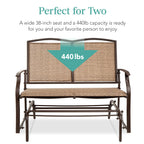 2-Person Patio Loveseat Swing Glider, Bench Rocker w/ Armrests