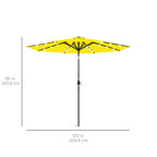 Solar LED Lighted Patio Umbrella w/ Tilt Adjustment, UV-Resistant - 10ft