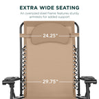 Oversized Reclining Zero Gravity Chair Lounger w/ Cup Holder, Pillow