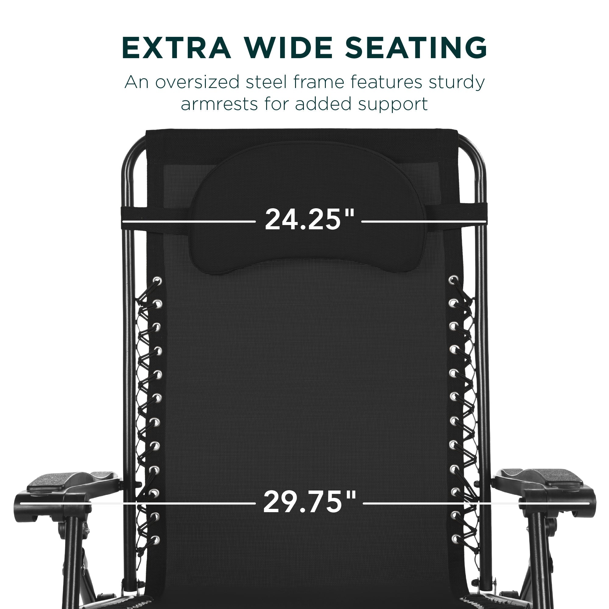 Oversized Reclining Zero Gravity Chair Lounger w/ Cup Holder, Pillow