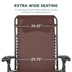 Oversized Reclining Zero Gravity Chair Lounger w/ Cup Holder, Pillow