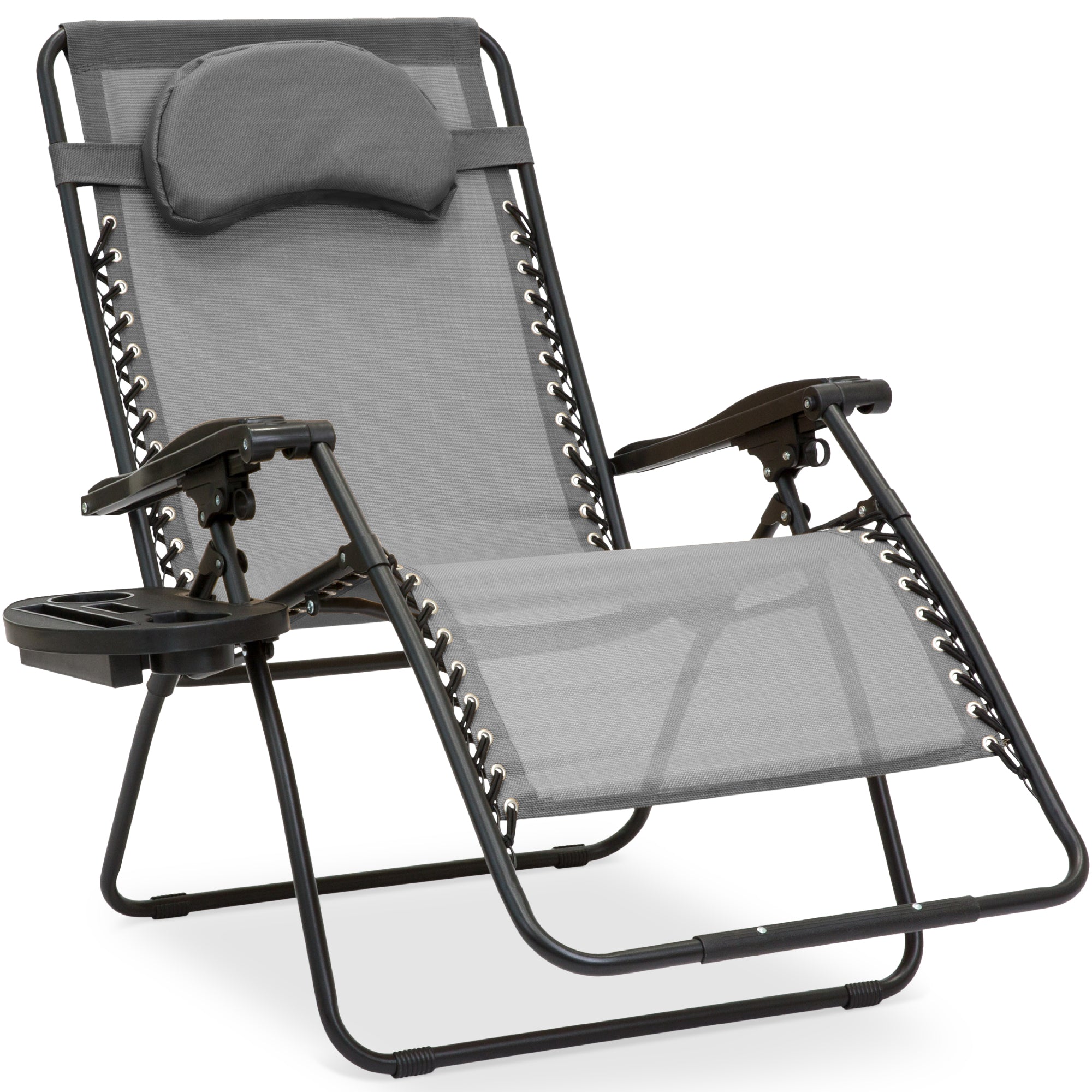 Oversized Reclining Zero Gravity Chair Lounger w/ Cup Holder, Pillow