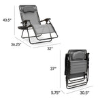 Oversized Reclining Zero Gravity Chair Lounger w/ Cup Holder, Pillow