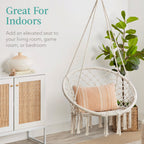 Macrame Hanging Chair Handwoven Cotton Hammock Swing w/ Mounting Hardware