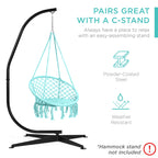 Macrame Hanging Chair Handwoven Cotton Hammock Swing w/ Mounting Hardware