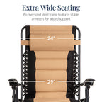 Oversized Padded Zero Gravity Chair, Folding Recliner w/ Headrest, Side Tray