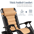 Oversized Padded Zero Gravity Chair, Folding Recliner w/ Headrest, Side Tray