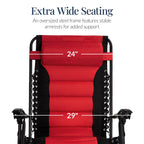 Oversized Padded Zero Gravity Chair, Folding Recliner w/ Headrest, Side Tray