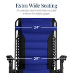 Oversized Padded Zero Gravity Chair, Folding Recliner w/ Headrest, Side Tray