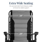 Oversized Padded Zero Gravity Chair, Folding Recliner w/ Headrest, Side Tray