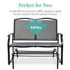 2-Person Patio Loveseat Swing Glider, Bench Rocker w/ Armrests