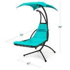 Hanging LED-Lit Curved Chaise Lounge Chair w/ Pillow, Canopy, Stand
