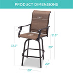 Set of 2 Swivel Barstools w/ 360 Rotation, All-Weather Mesh
