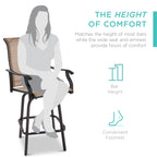 Set of 2 Swivel Barstools w/ 360 Rotation, All-Weather Mesh