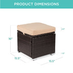 Set of 2 Wicker Ottomans, Multipurpose w/ Removable Cushions, Steel Frame