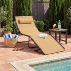 Portable Patio Chaise Lounge Chair Outdoor Recliner w/ Pillow