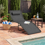 Portable Patio Chaise Lounge Chair Outdoor Recliner w/ Pillow