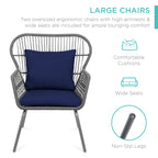 3-Piece Patio Wicker Conversation Bistro Set w/ 2 Chairs, Glass Top Table