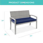 2-Person Wicker Porch Bench for Outdoor, Garden w/ 700lb Capacity - 47in