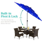 3-Tier Solar Patio Umbrella w/ LED Lights, Tilt Adjustment, Crank - 10ft