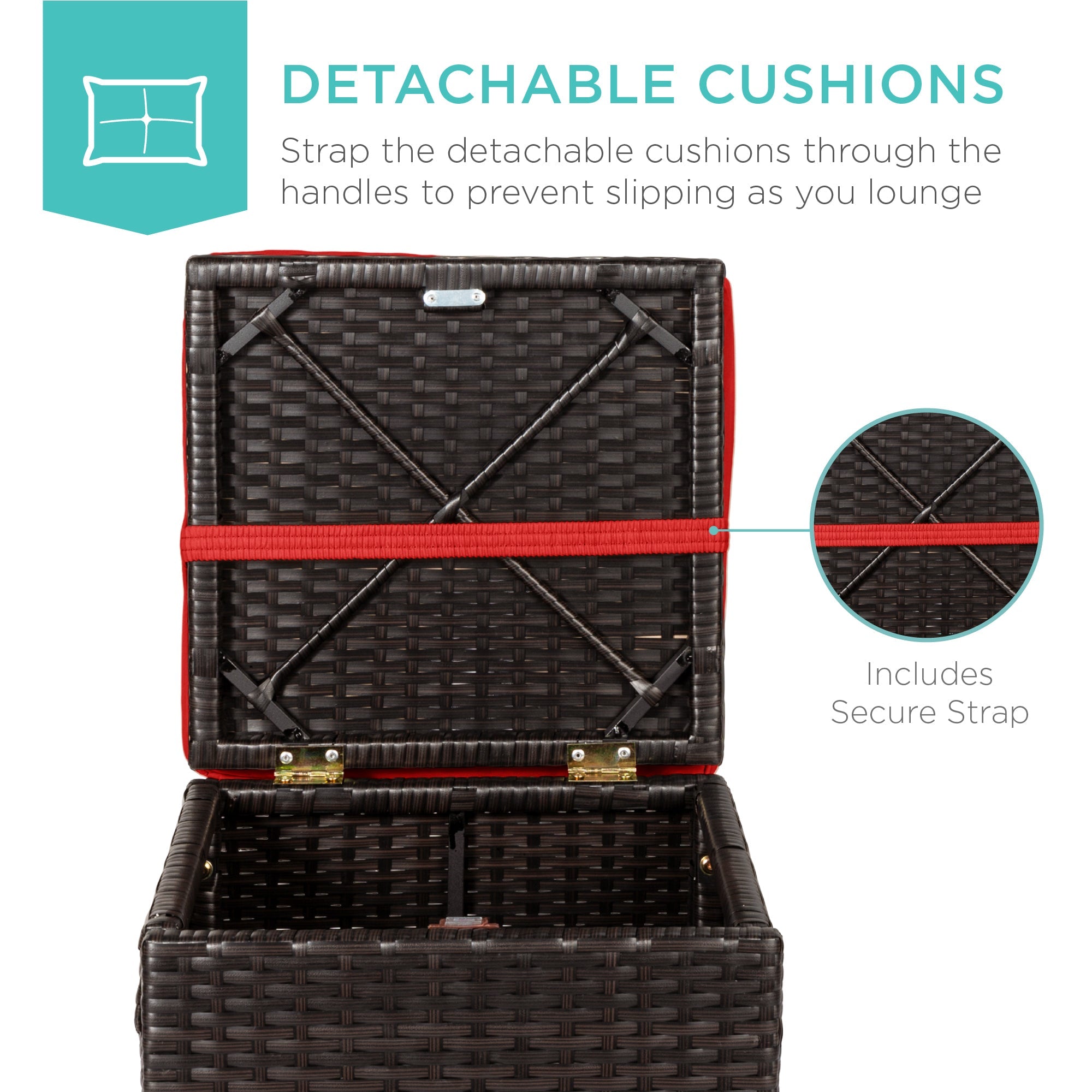 Set of 2 Wicker Ottomans, Multipurpose w/ Removable Cushions, Steel Frame
