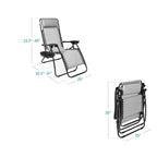 Set of 2 Adjustable Zero Gravity Patio Chair Recliners w/ Cup Holders