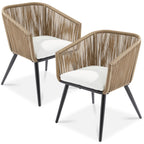 Set of 2 Outdoor Woven Wicker Patio Dining Chairs, 250lb Capacity