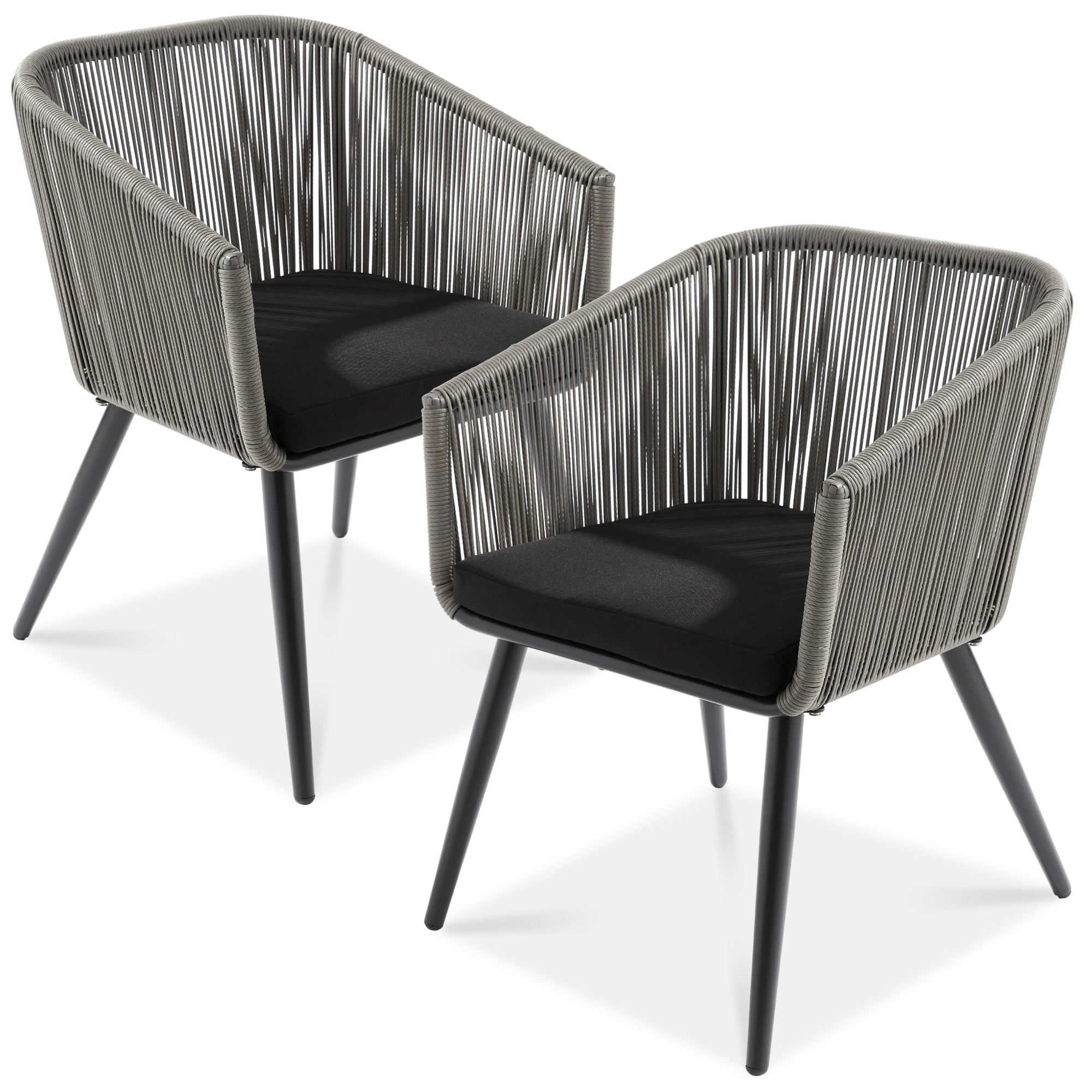 Set of 2 Outdoor Woven Wicker Patio Dining Chairs, 250lb Capacity