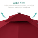 2-Tier Square LED Cantilever Offset Umbrella w/ 360 Rotation, Base - 10x10ft