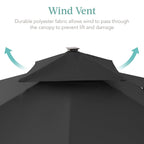 2-Tier Square LED Cantilever Offset Umbrella w/ 360 Rotation, Base - 10x10ft