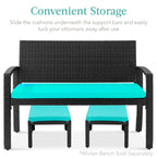 Set of 2 Multipurpose Wicker Ottomans w/ Removable Cushions, Steel Frame