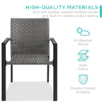 Set of 2 Stackable Wicker Chairs w/ Armrests, Steel Accent Furniture