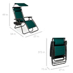 Folding Zero Gravity Recliner Patio Lounge Chair w/ Canopy, Side Tray