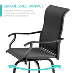 Set of 2 Swivel Barstools w/ 360 Rotation, All-Weather Mesh