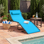 Portable Patio Chaise Lounge Chair Outdoor Recliner w/ Pillow