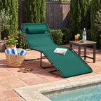 Portable Patio Chaise Lounge Chair Outdoor Recliner w/ Pillow