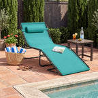 Portable Patio Chaise Lounge Chair Outdoor Recliner w/ Pillow