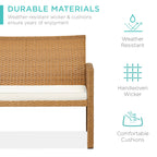 4-Piece Outdoor Wicker Conversation Patio Set w/ 4 Seats, Glass Table Top