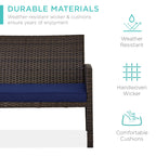 4-Piece Outdoor Wicker Conversation Patio Set w/ 4 Seats, Glass Table Top