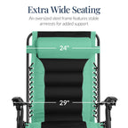 Oversized Padded Zero Gravity Chair, Folding Recliner w/ Headrest, Side Tray