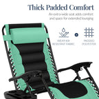 Oversized Padded Zero Gravity Chair, Folding Recliner w/ Headrest, Side Tray