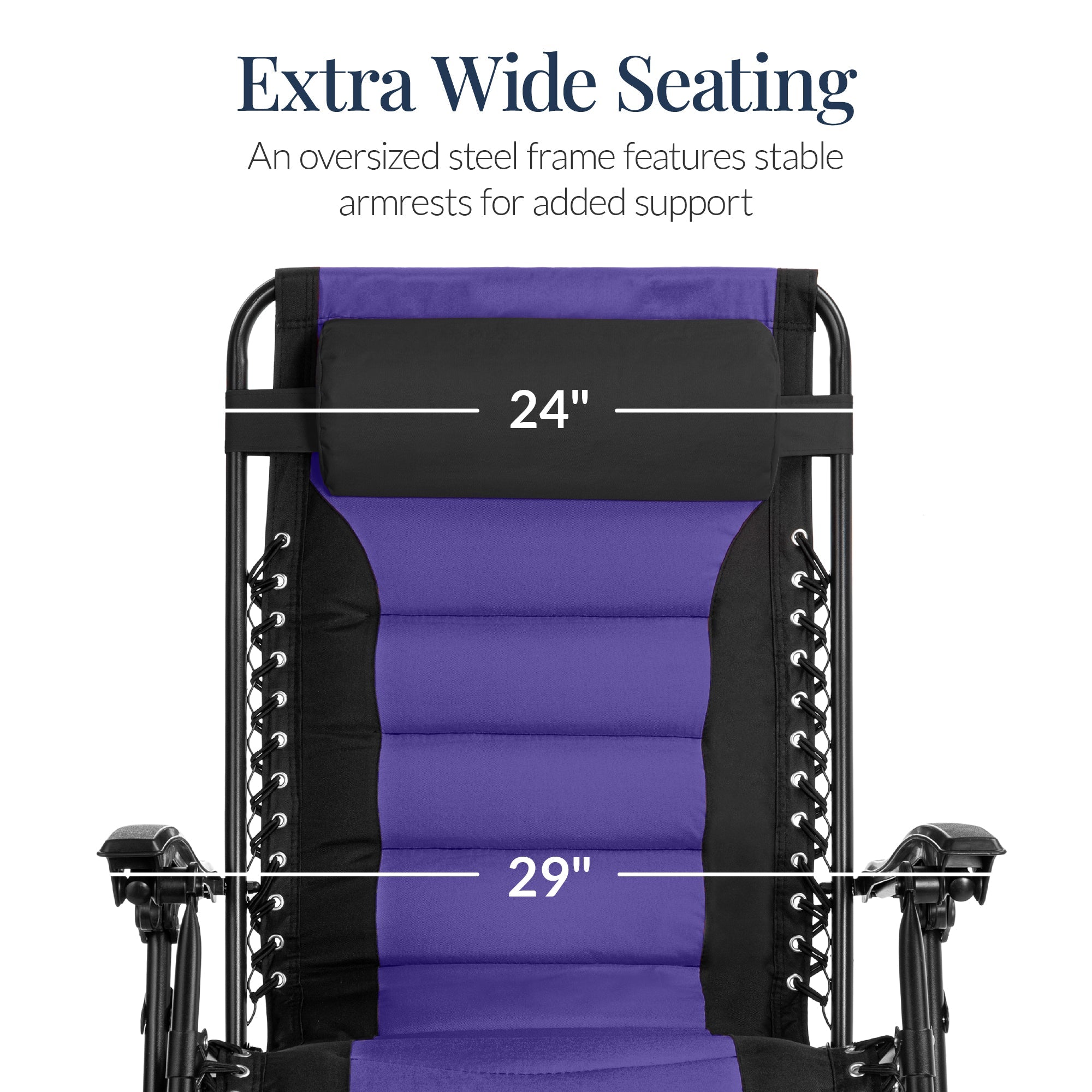 Oversized Padded Zero Gravity Chair, Folding Recliner w/ Headrest, Side Tray